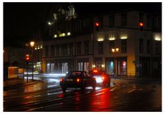 Meiningen, hotel "Sächsischer Hof" por la noche (Hotel "Sächsischer Hof", nachts)