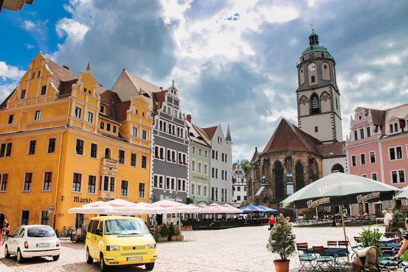 Meißen Marktplatz mit der Frauenkirche