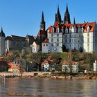 Meißner Dom und Burg bei leichtem Elbehochwasser 2008