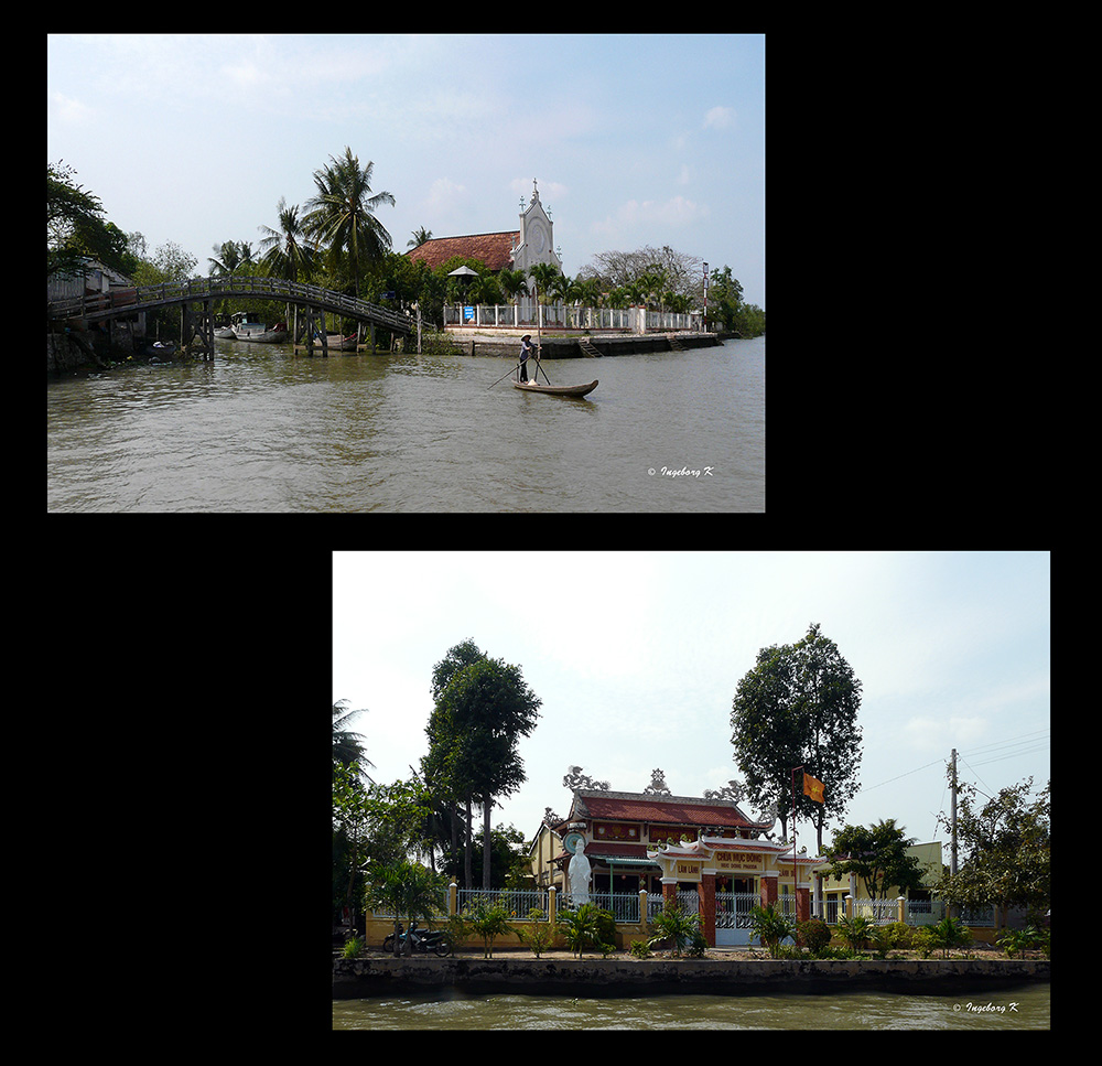 Mekong Delta - christliche Kirche - buddhistischer Tempel