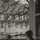 Melancholy-Herbstdepression einer Fensterbank