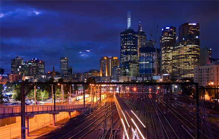 Melbourne city at night