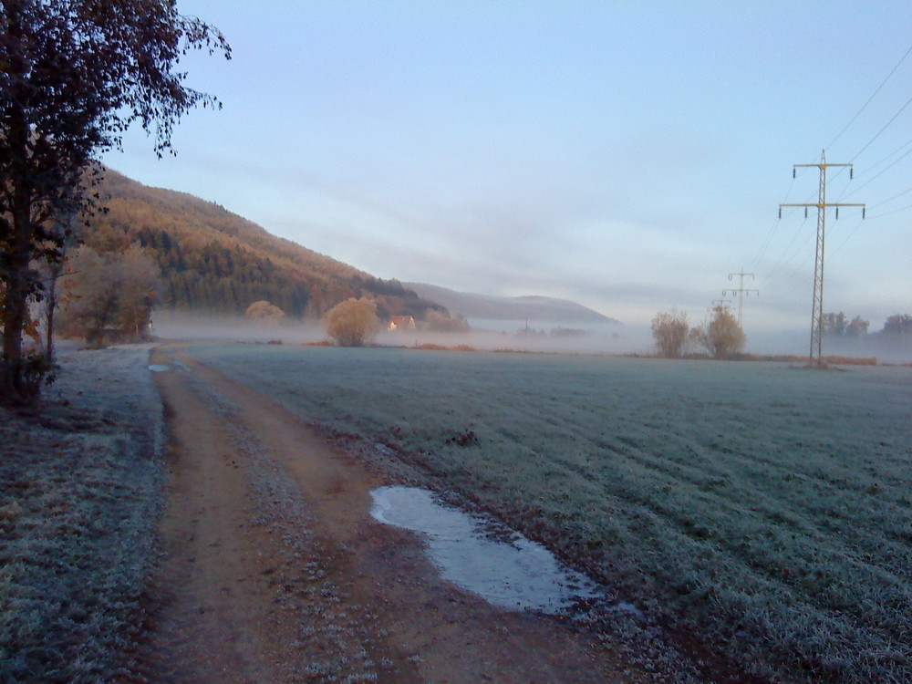 Melchinger Mühle im Nebel