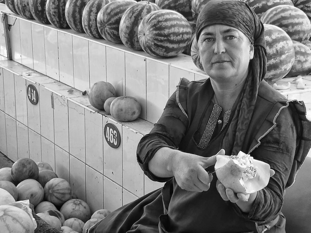 Melonenverkäuferin in Buchara