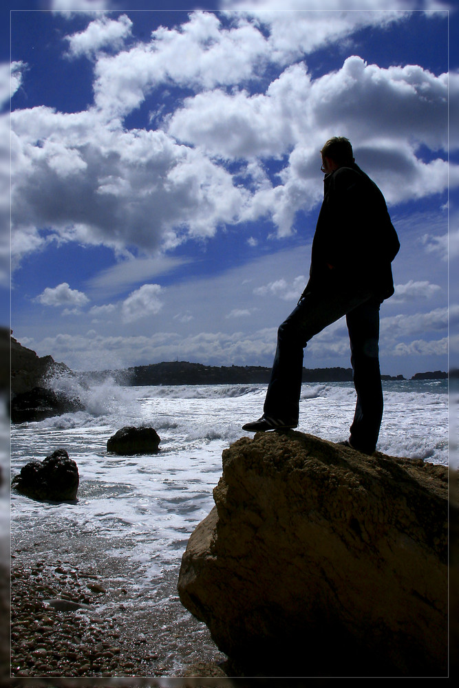 men on the stone