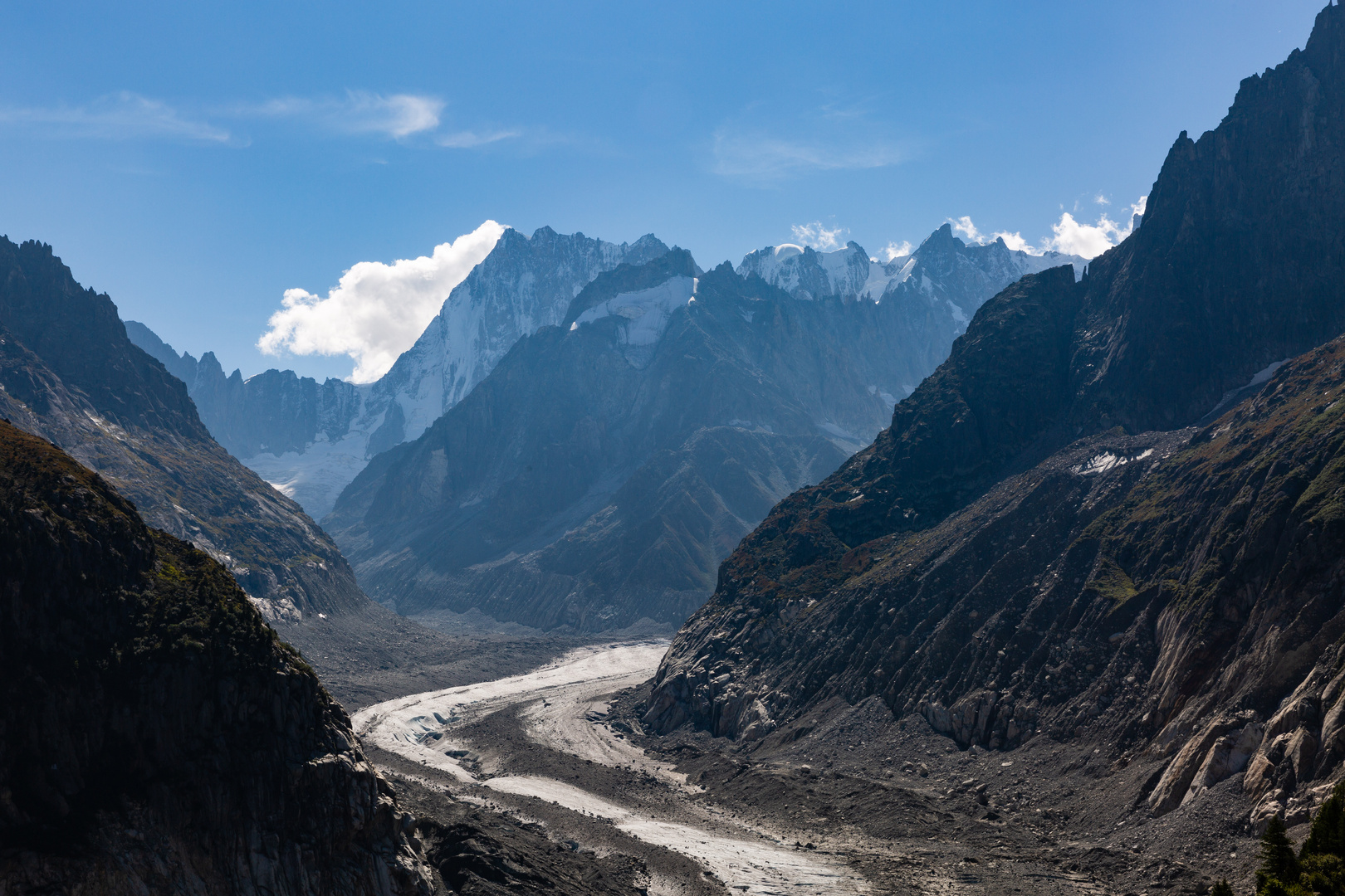 Mer de Glace und Nordwand der Grandes Jorasses