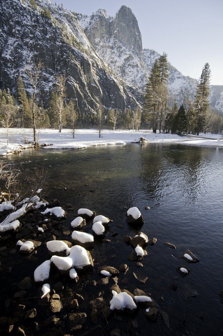 Merced river in Yosemite; Winter time