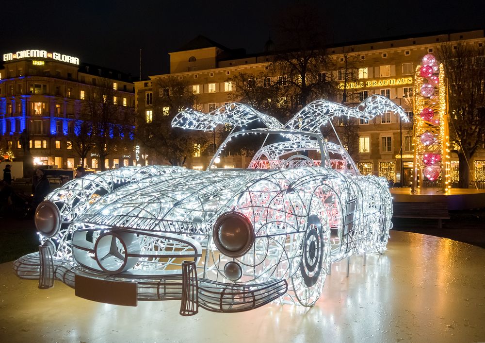 Mercedes 300 SL im Lichterglanz Foto & Bild weihnachten, city, street
