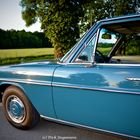 Mercedes-Benz W114 bei Sonnenuntergang im Münsterland