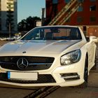 Mercedes SL im Abendlicht, Hafen von Mannheim