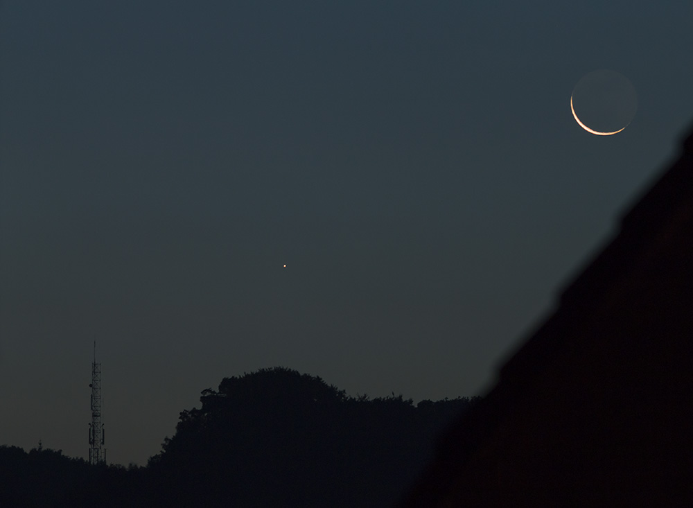 Merkur und Mond am Morgenhimmel