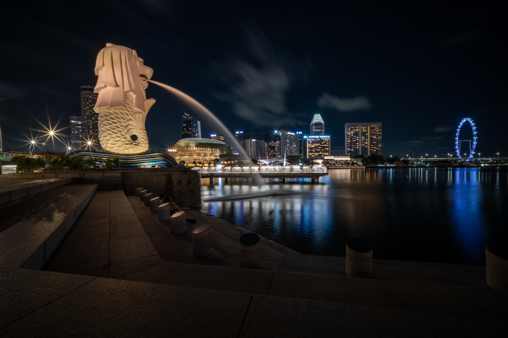 Merlion Park at night