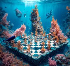 Mermaids playing chess