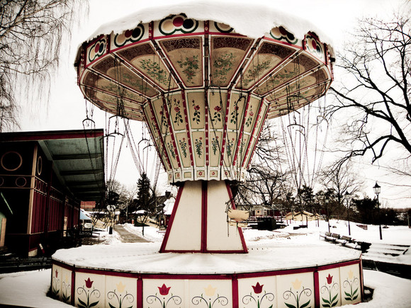 Merry go round in snow