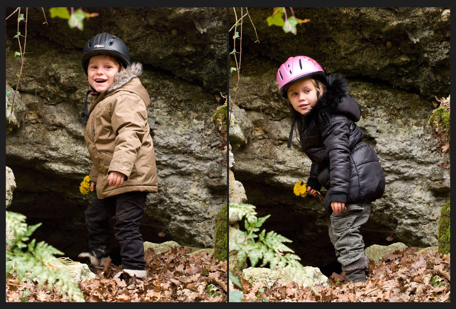 Mes petits-enfants à la recherche des lutins de la forêt -- Meine Enkelkinder suchen die Waldkobold