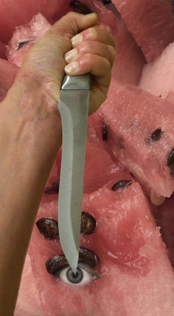 Messer, Melone, Hand und Auge :)