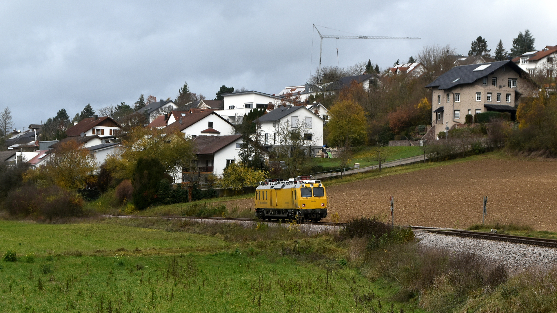 Messzug auf der Krebsbachtalbahn bei Neckarbischofsheim 20.11.2023