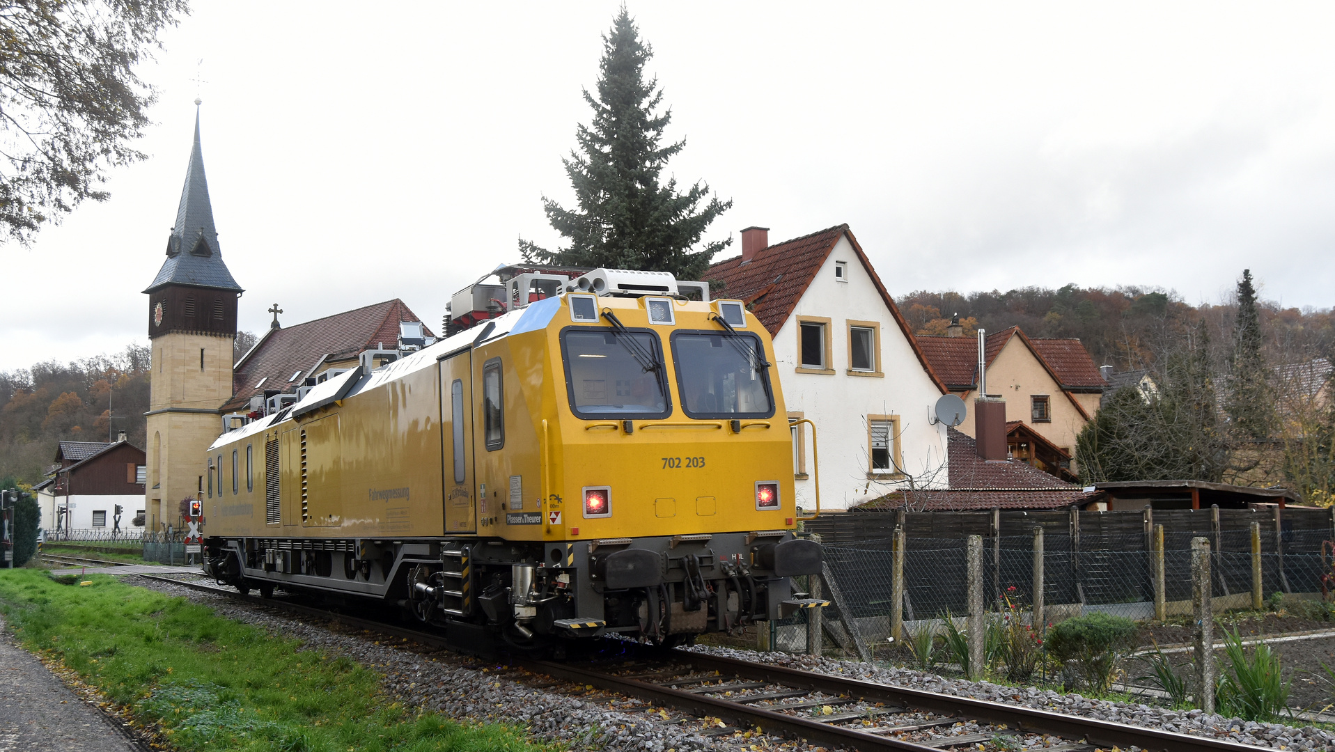 Messzug auf der Krebsbachtalbahn bei Untergimpern 20.11.2023