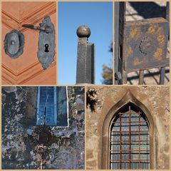 Metallisches an der romanischen Kirche Lichtenhain in Jena