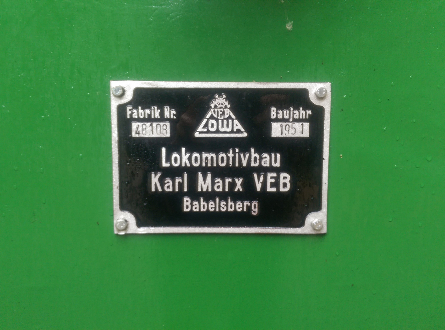 Metallschild Lokomotive Karl Marx Stadt