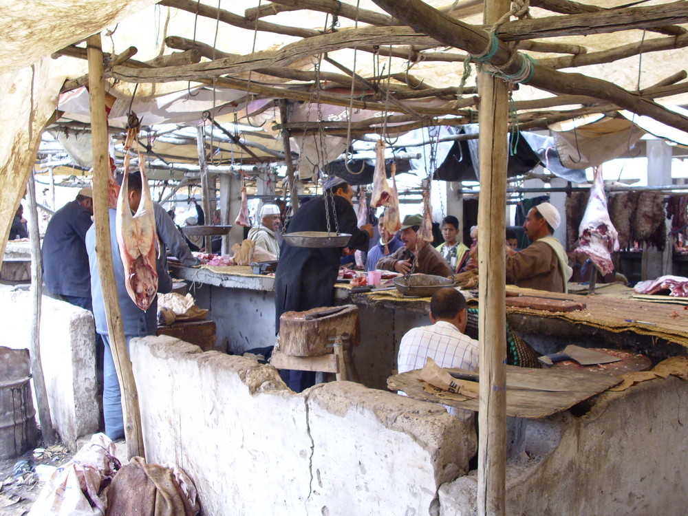 Metzgerstand auf dem Souk d`Draa