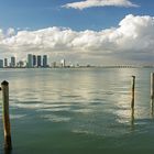 Miami-Skyline vom Venetian Causeway aus gesehen, Miami Beach, Florida