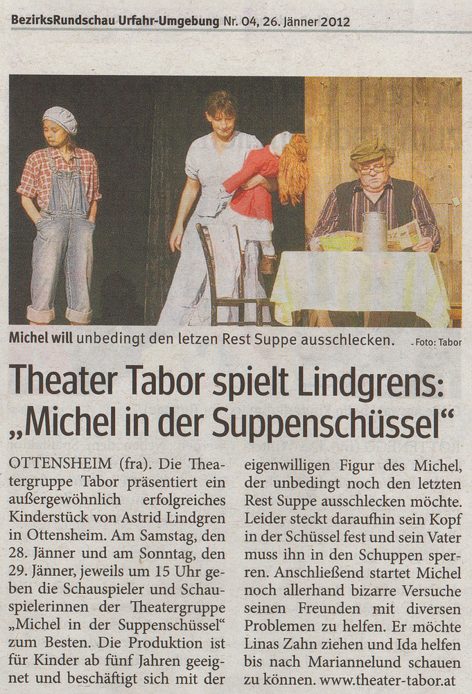 Michel in der Suppenschüssel, Bezirksrundschau Ufahr/Umgebung vom 26.1.2012