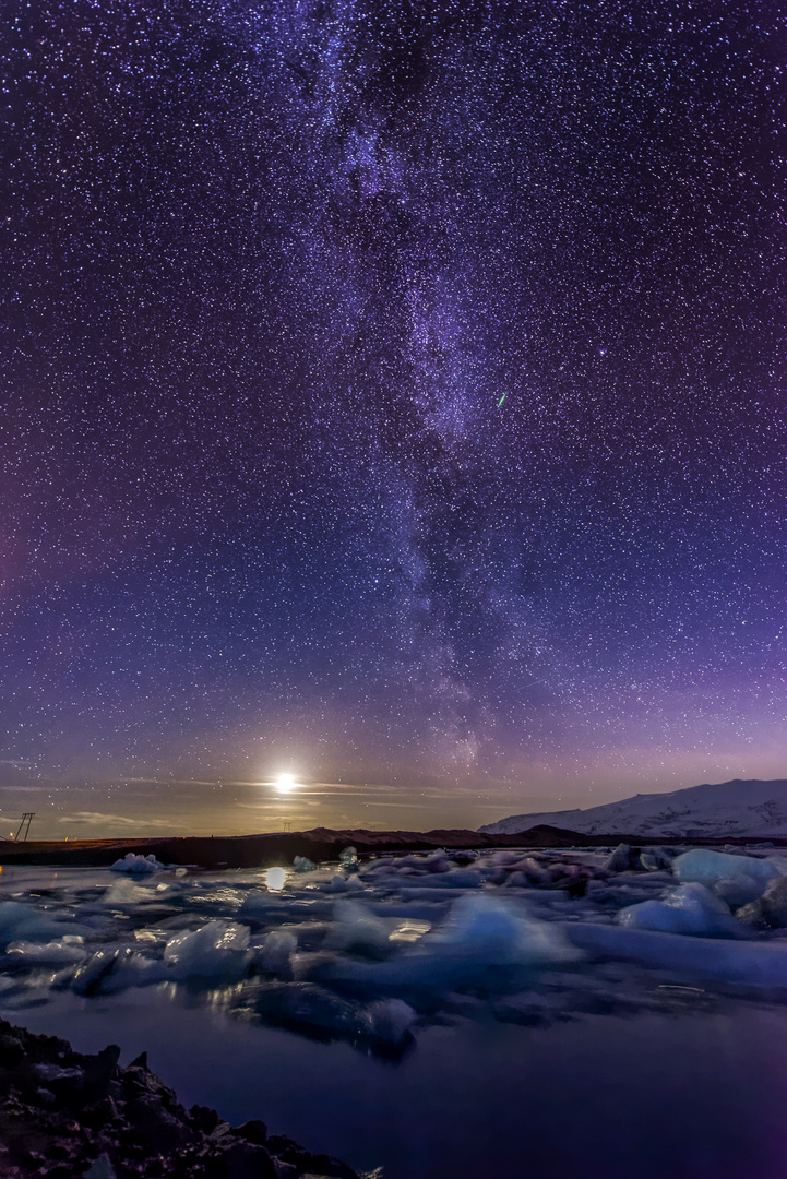 Milchstrasse am Jökulsarlon