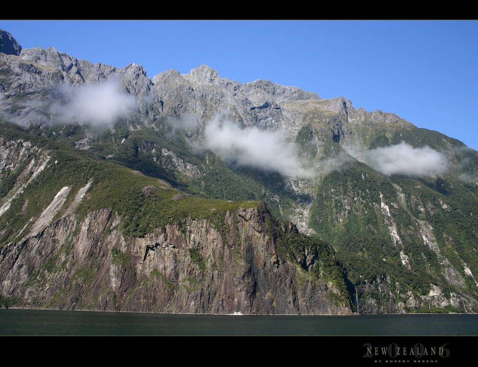 Milford Sound with Rainbow Waterfall