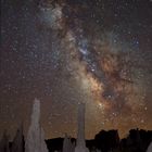 milky way above tufa towers