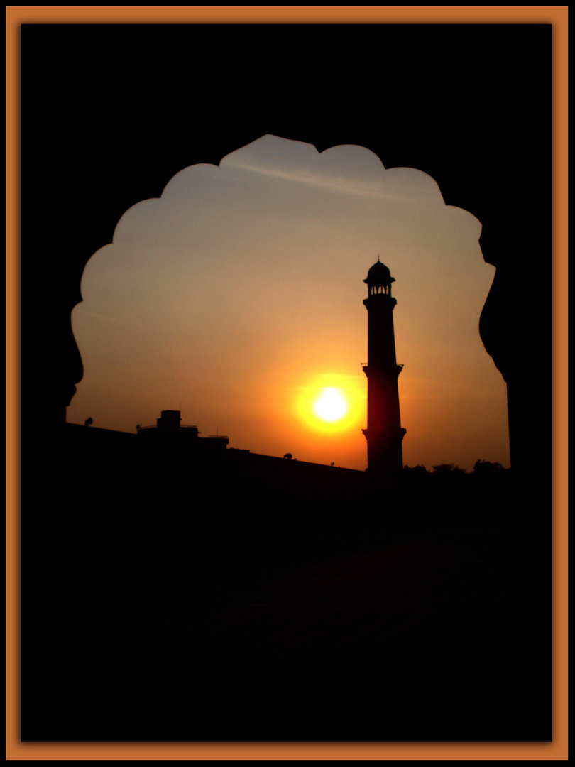 Minar & sunset