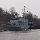 Minenjagdboot PASSAU der deutschen Marine auf dem Nord-Ostsee-Kanal