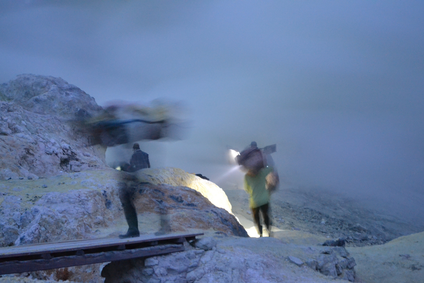 Miners at Ijen crater indonesia