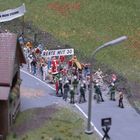 Miniatur-Wunderland Hamburg: Demonstration "Rente mit 30"