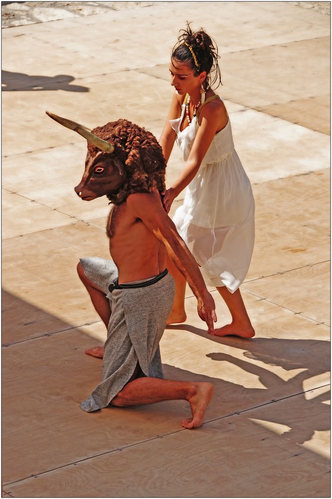 minoisches Tanztheater in Karteros, Kreta, Minotaurus