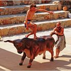 minoisches Tanztheater in Karteros, Kreta, Sprung über den Stier