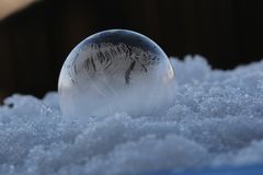 Minus 6 grad Celsius frozen Seifenblasen( soap bubble )