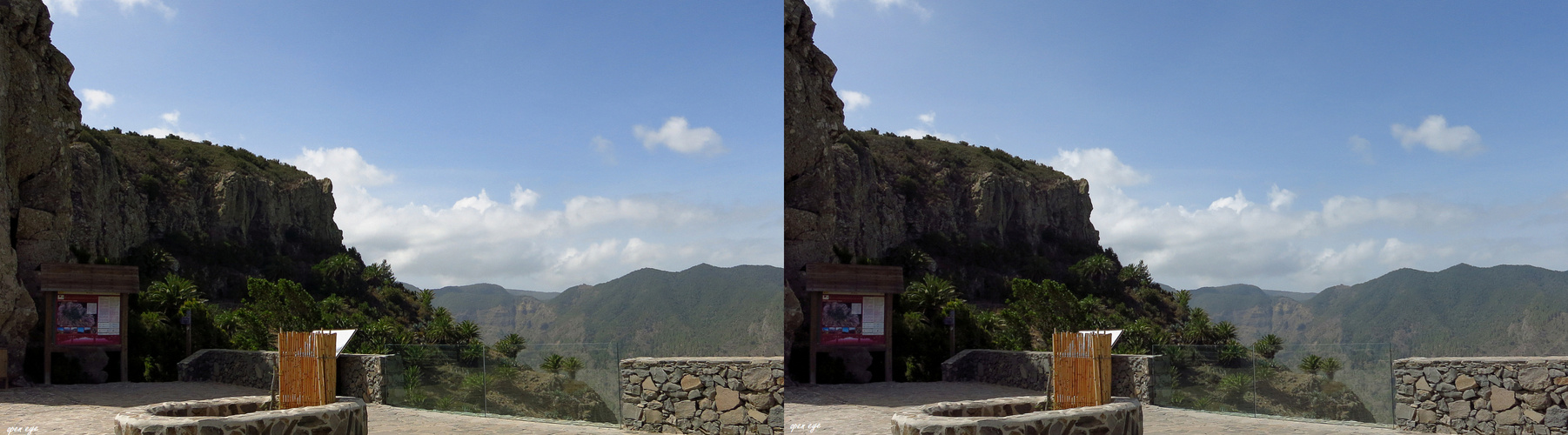 Mirador Degolladade de Paraza La Gomera - 3D Kreuzblick