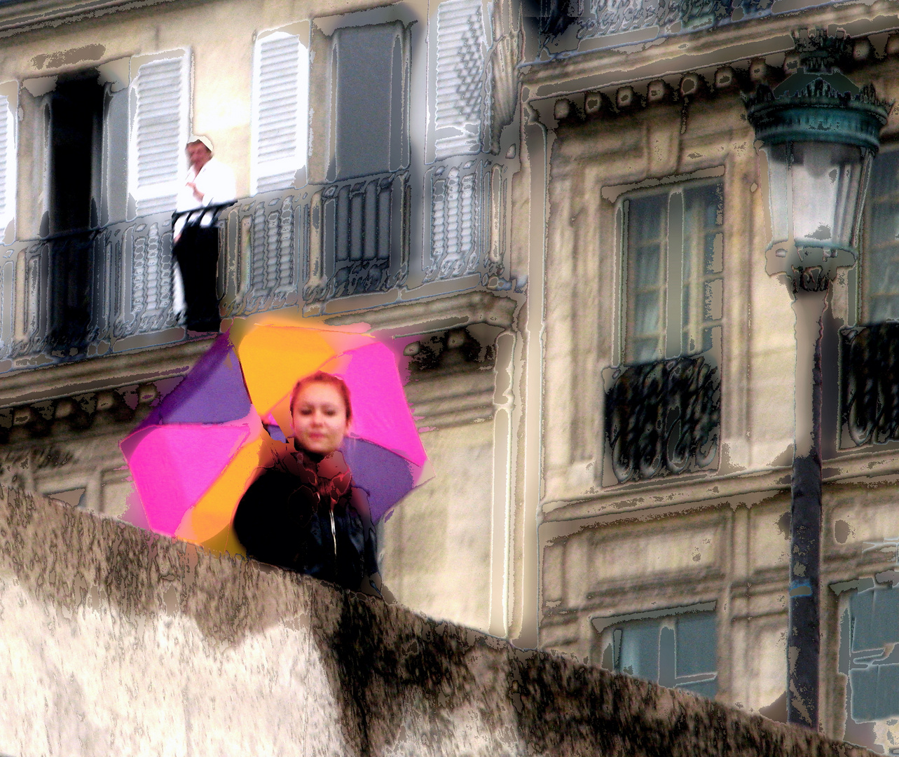 Mirando al Sena en un dia lluvioso de primavera en París.