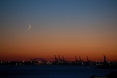 Miss Liberty greeting the moon