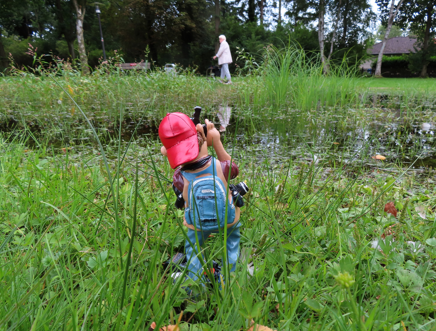 Mit Aki am Tümpel im Stadtpark 