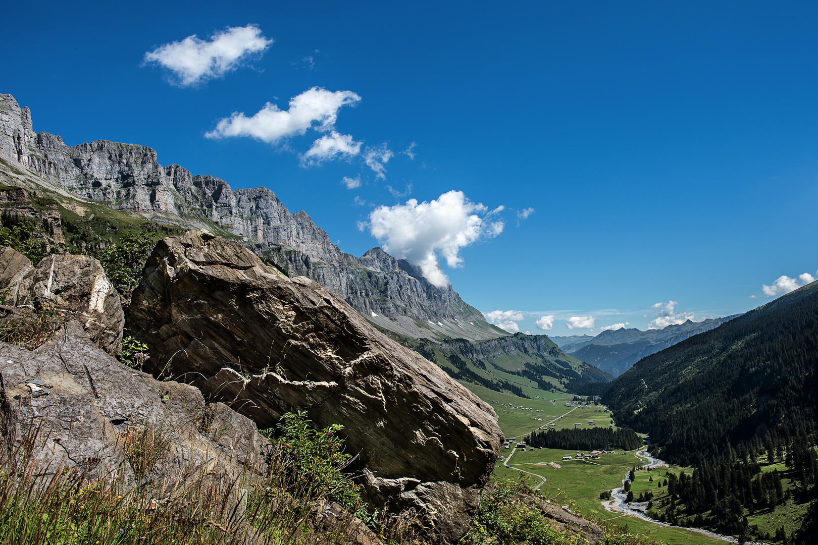 Mit Blick ins Linthal / Kanton Glarus in der Schweiz