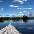 mit dem Boot unterwegs auf dem Amazonas