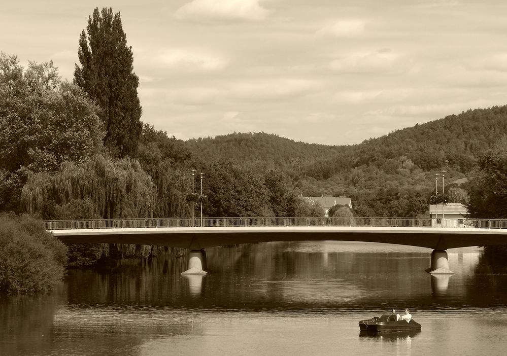 Mit dem Tretboot auf dem Neckar