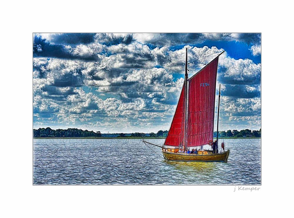 - mit dem Zeesenboot auf dem Bodden unterwegs -