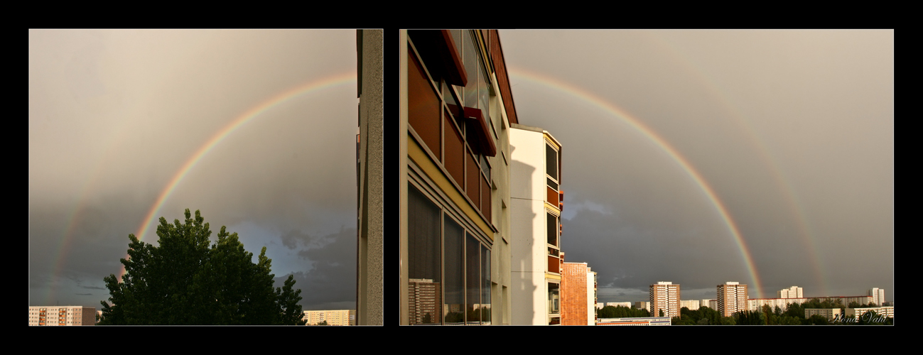 Mit einem Regenbogen