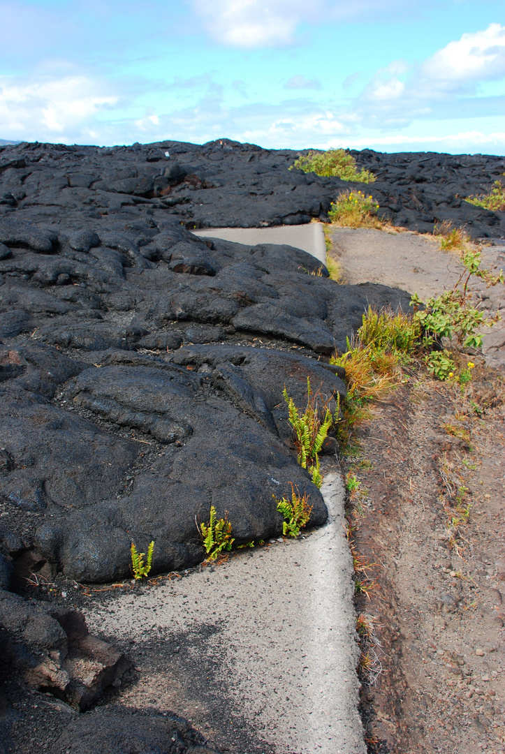 Mit Lava überflutete Straße