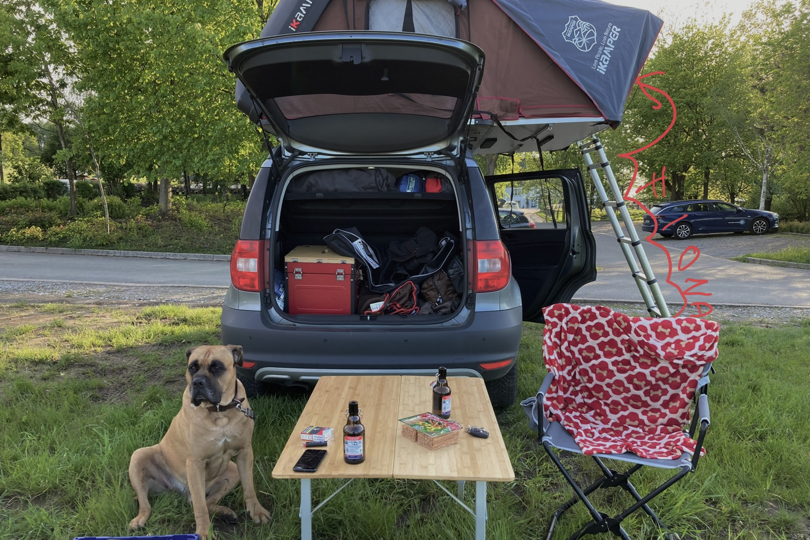 Mit nem Cane Corso kann man auch beim Wildcampen alles auf lassen. 