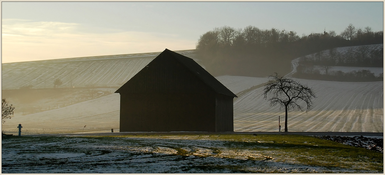 Mit Winter-Abend-Sonnenschein...