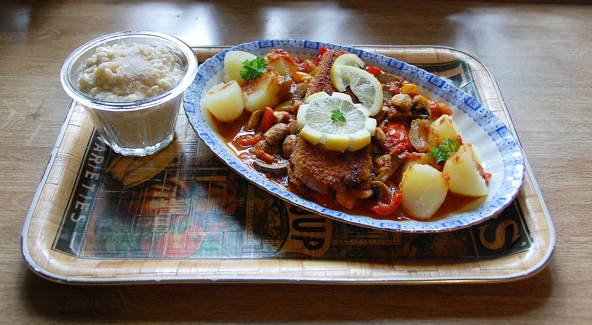 Mittag 22.5.19  Fisch, Gemüse, Milchreis